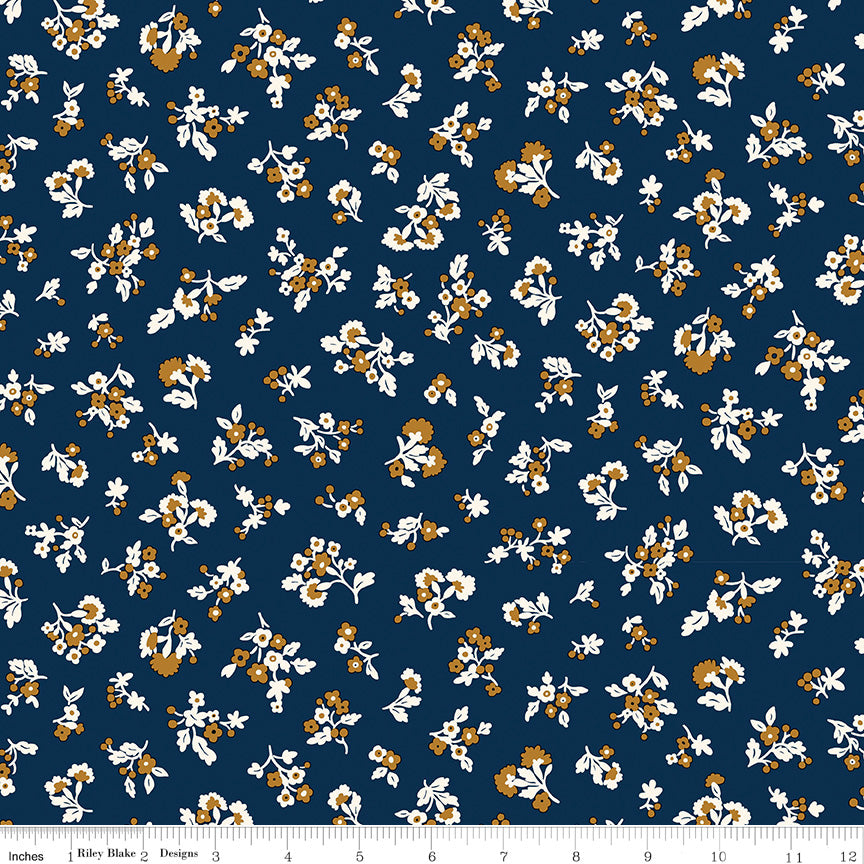 Denim Florals - Tumbling Blooms A - Liberty Fabric Cotton