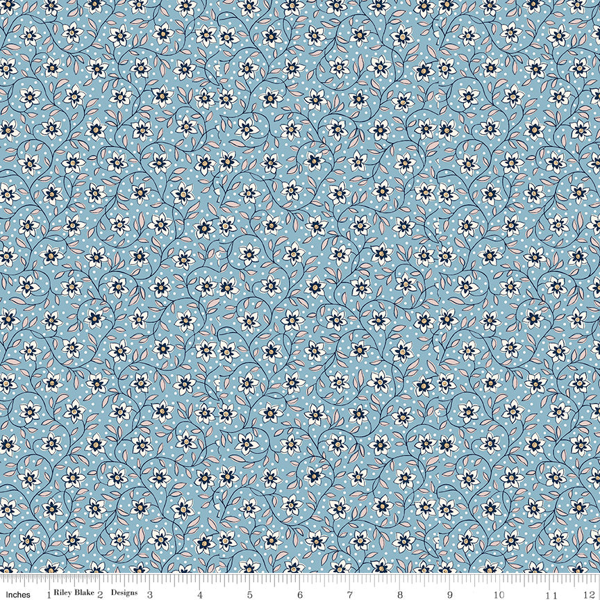 Denim Florals - Lily Trail B - Liberty Fabric Cotton