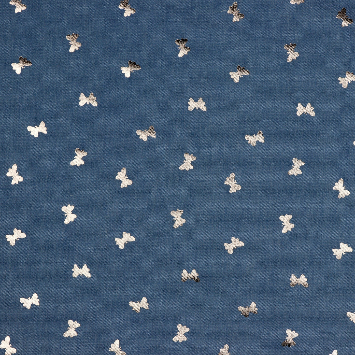 Denim Foil Butterflies Fabric