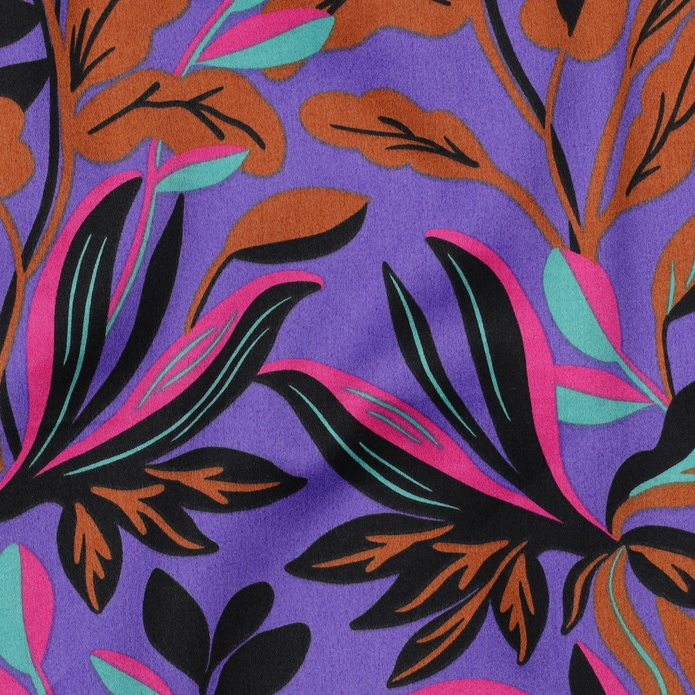 COTTON SATIN LUSH LEAVES NERIDA HANSEN - PURPLE