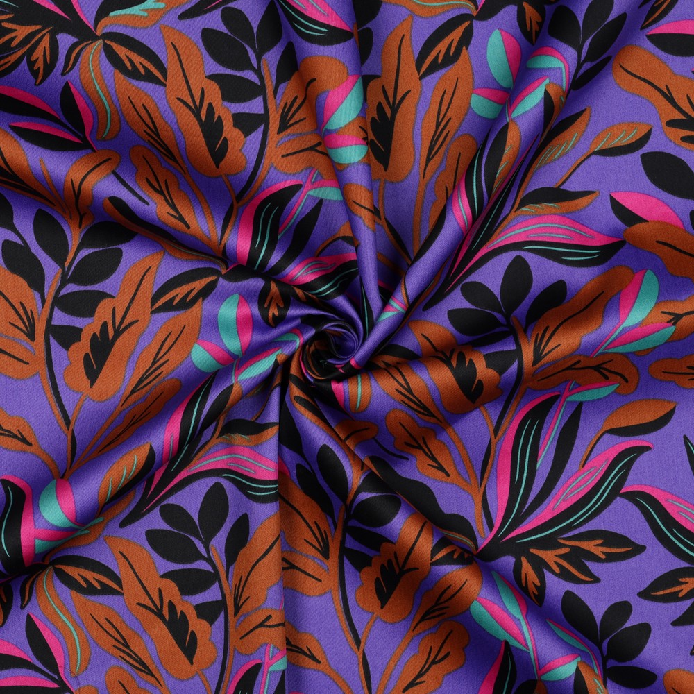 COTTON SATIN LUSH LEAVES NERIDA HANSEN - PURPLE
