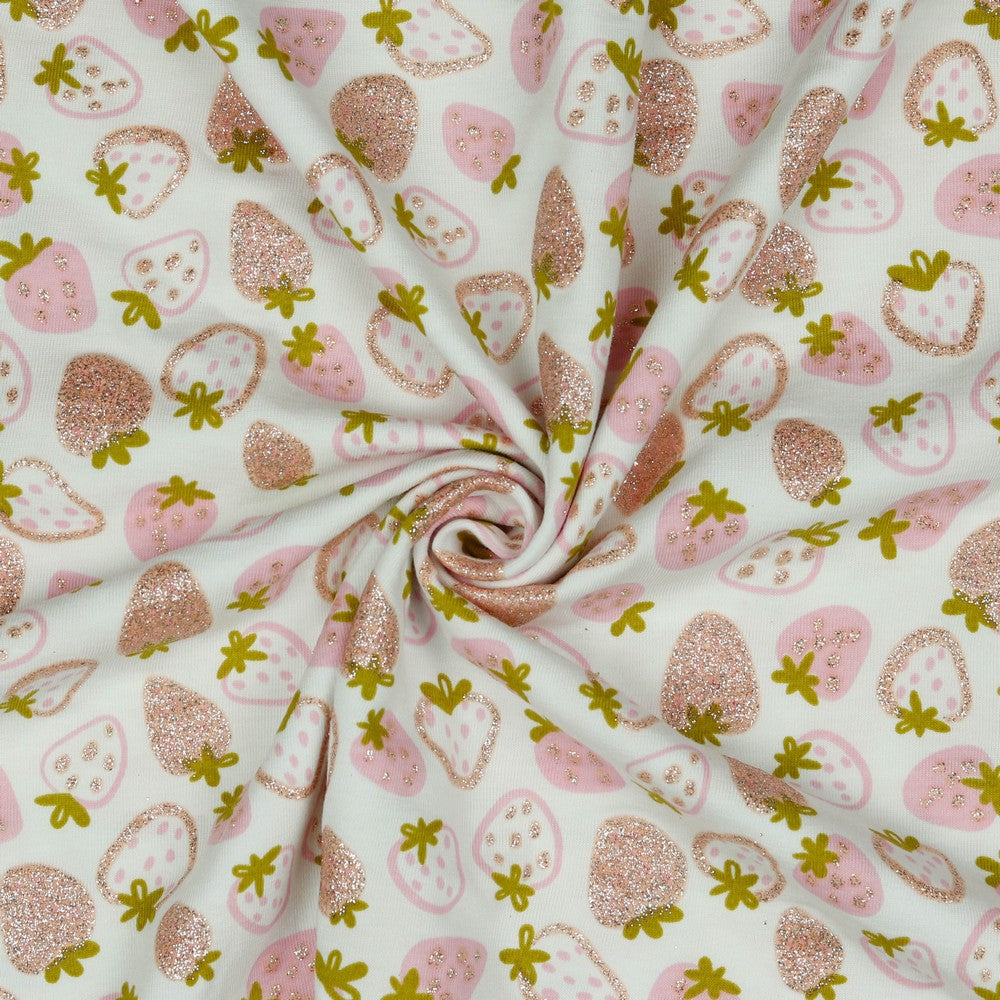 JERSEY GLITTER STRAWBERRY- Poppy Fabrics