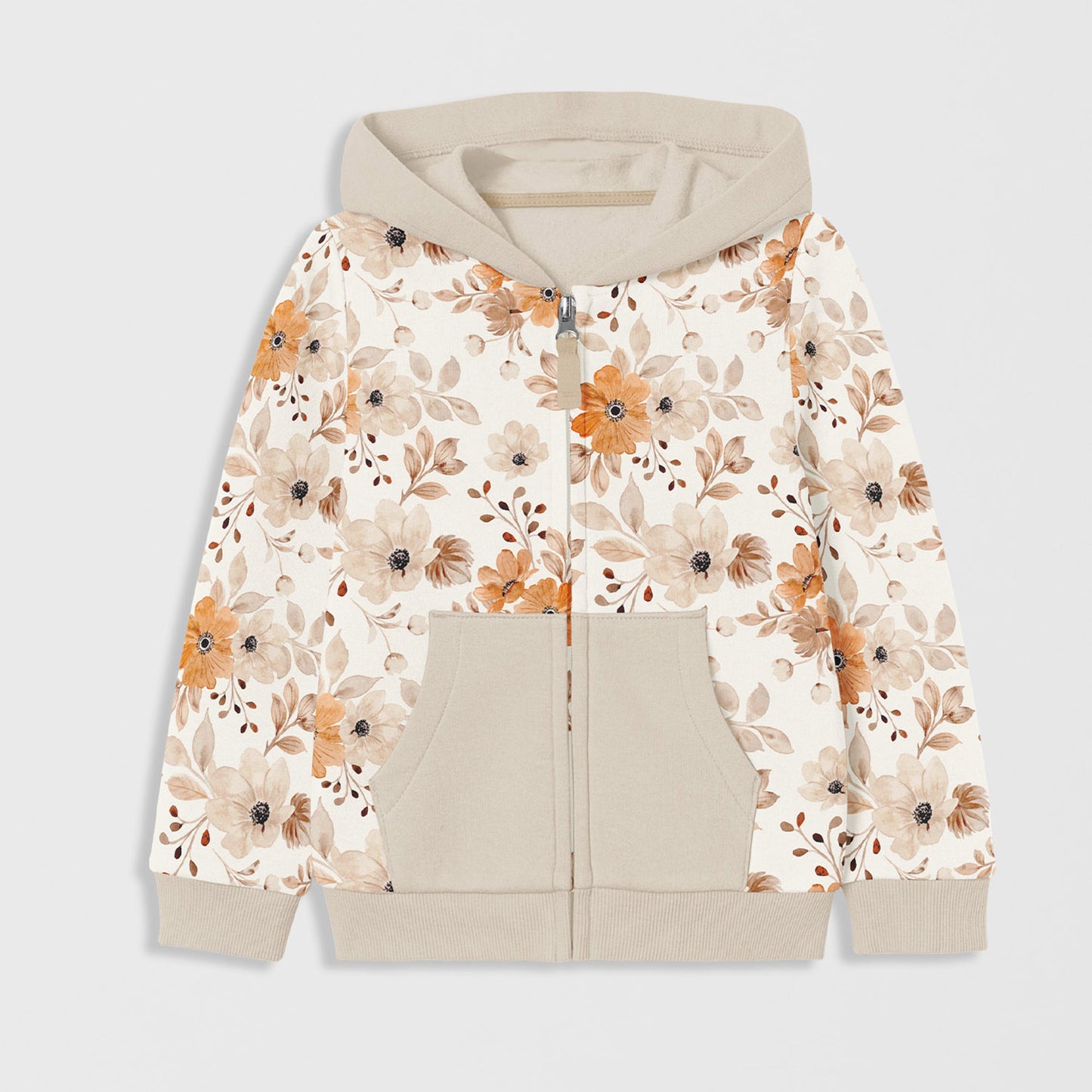 Tricot Français GOTS - Fleurs Blanc Cassé
