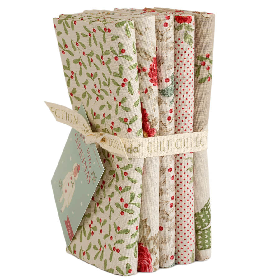 **PRE-ORDER** Merry Little Christmas - Fat Quarter Bundle Cream 5 fabrics ~ 20"x22" - Tilda