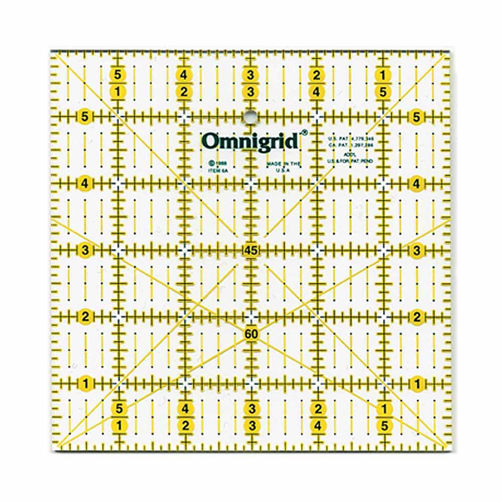 OMNIGRID Ruler with Angles - 6″ x 6″ (15.2 x 15.2cm)