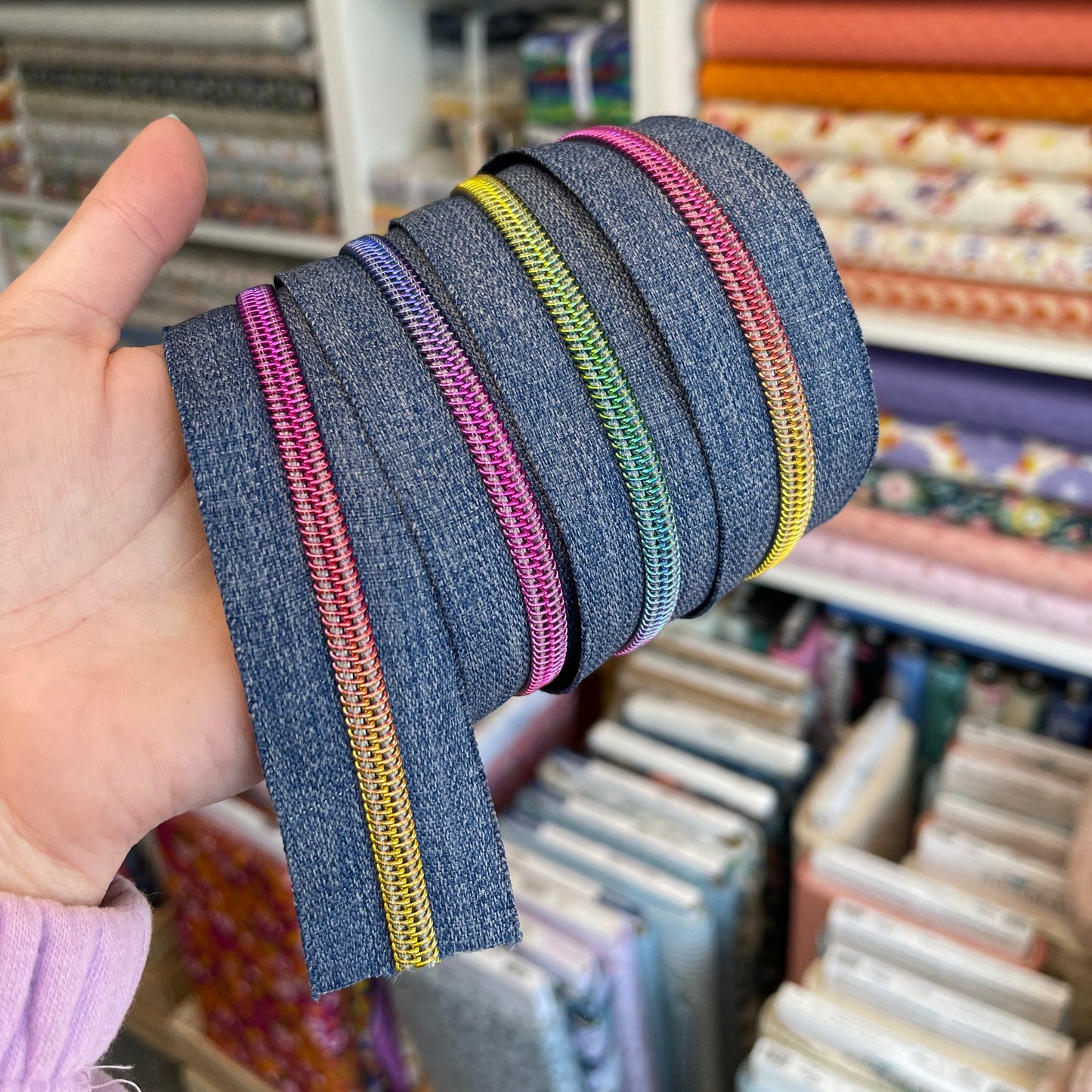 Denim - Rainbow Zipper Tape # 5 Zipper (1 Meter)