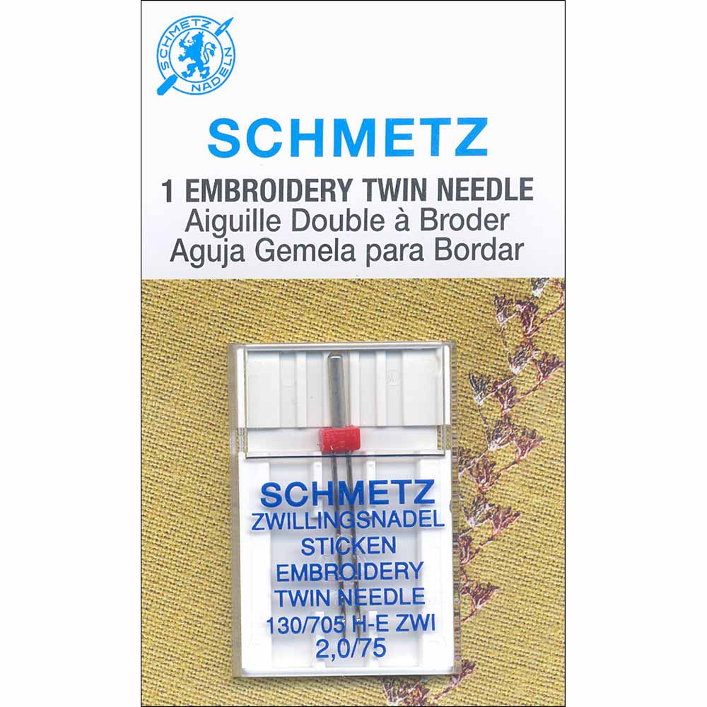 SCHMETZ Embroidery Twin Needles Carded - 75/11 - 2.0mm - 1 count