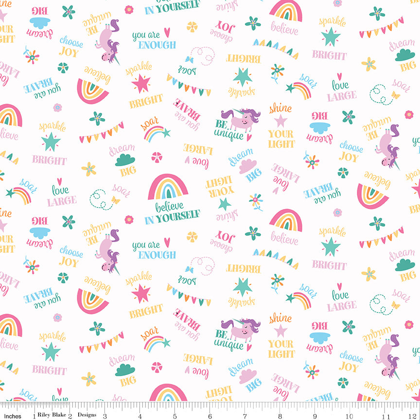 White Unicorn Kingdom Be You - Riley Blake Designs