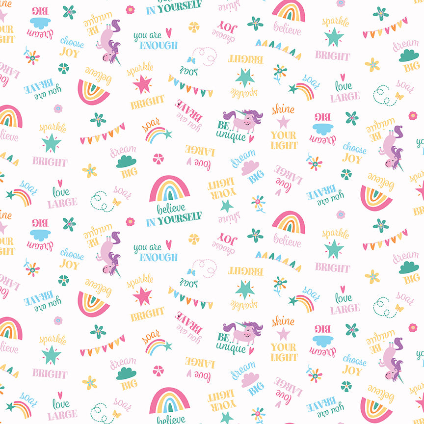 White Unicorn Kingdom Be You - Riley Blake Designs