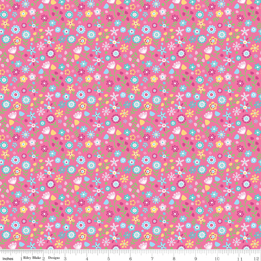 Hot Pink Unicorn Kingdom Flowers - Riley Blake Designs