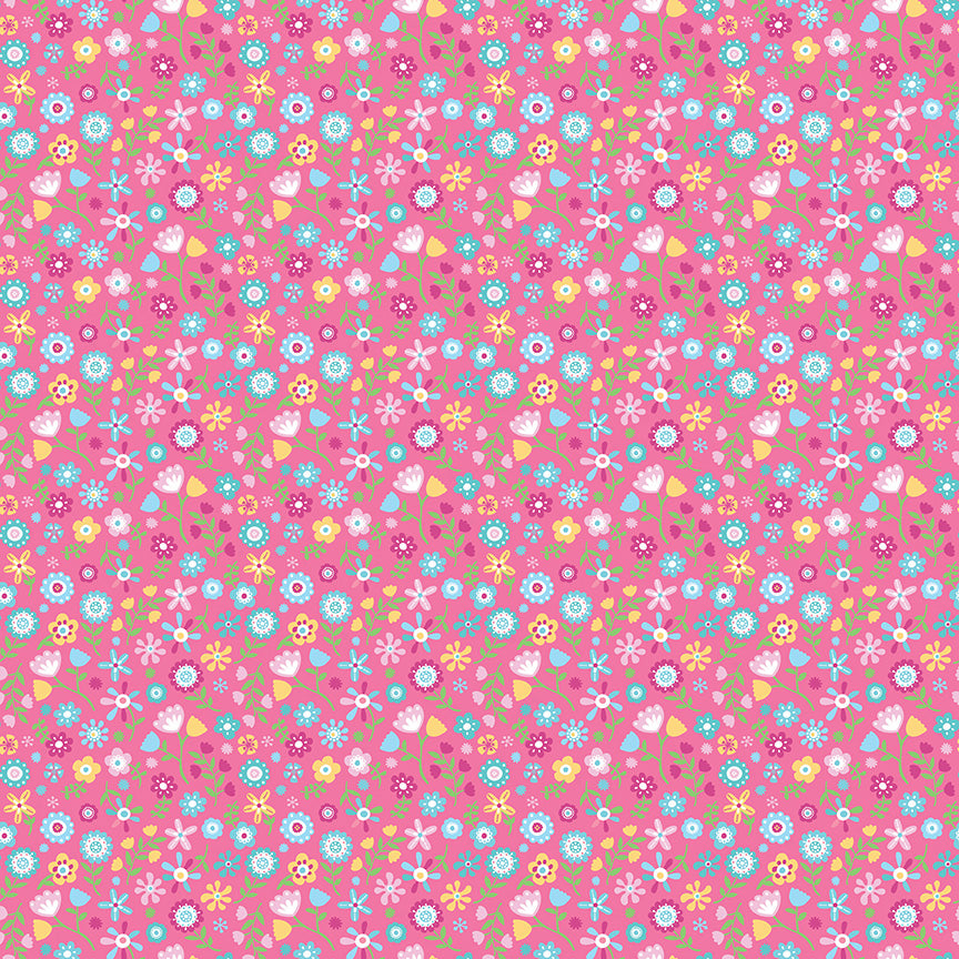 Hot Pink Unicorn Kingdom Flowers - Riley Blake Designs