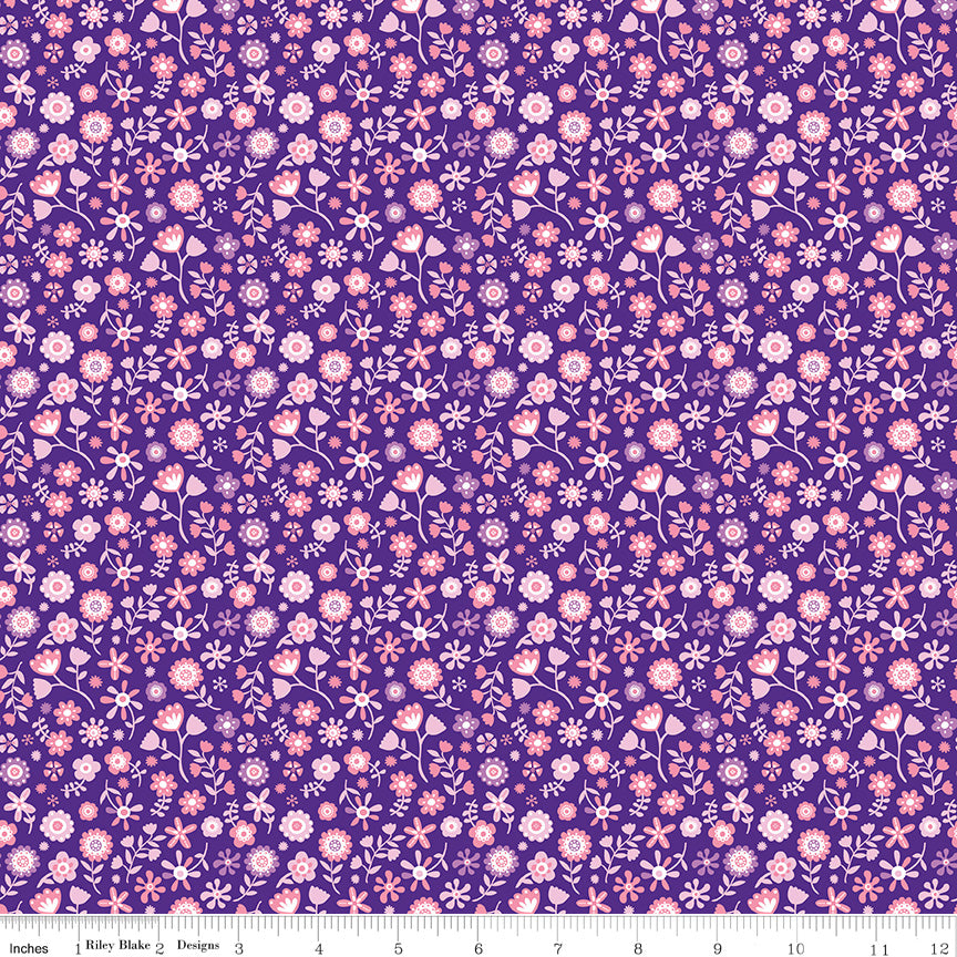 Purple Unicorn Kingdom Flowers - Riley Blake Designs