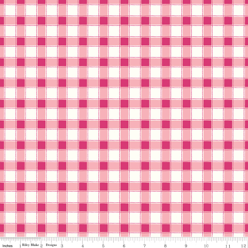 Hope in Bloom - Plaid Hot Pink - Riley Blake Designs