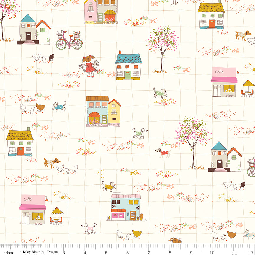 **PRE-ORDER** Ashmere - Little Town (Cream) - Minki Kim (Riley Blake Designs)