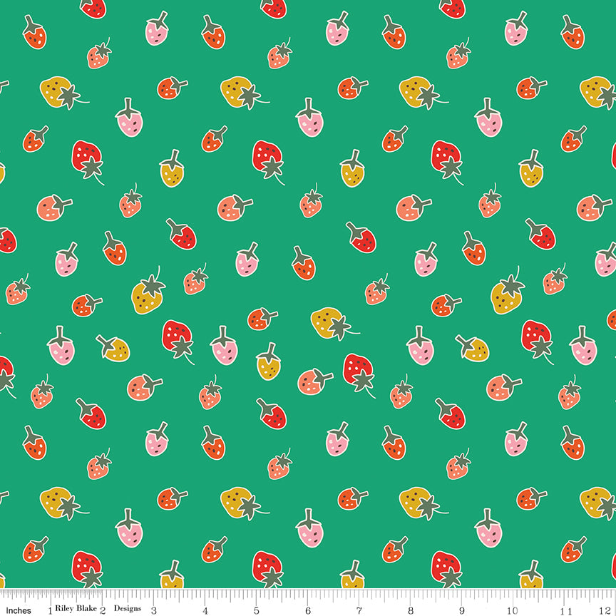 **PRE-ORDER** Ashmere - Strawberries (Shamrock) - Minki Kim (Riley Blake Designs)