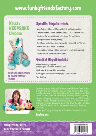 Kelsey Keepsake Unicorn - Funky Friends Factory Pattern