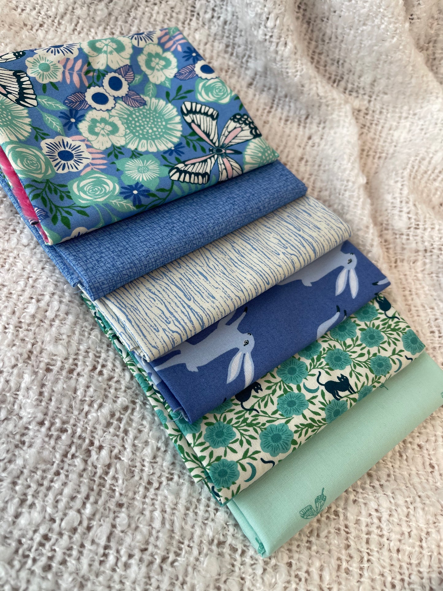 Bleus du jardin - Ensemble de 6 "Fat Quarter"
