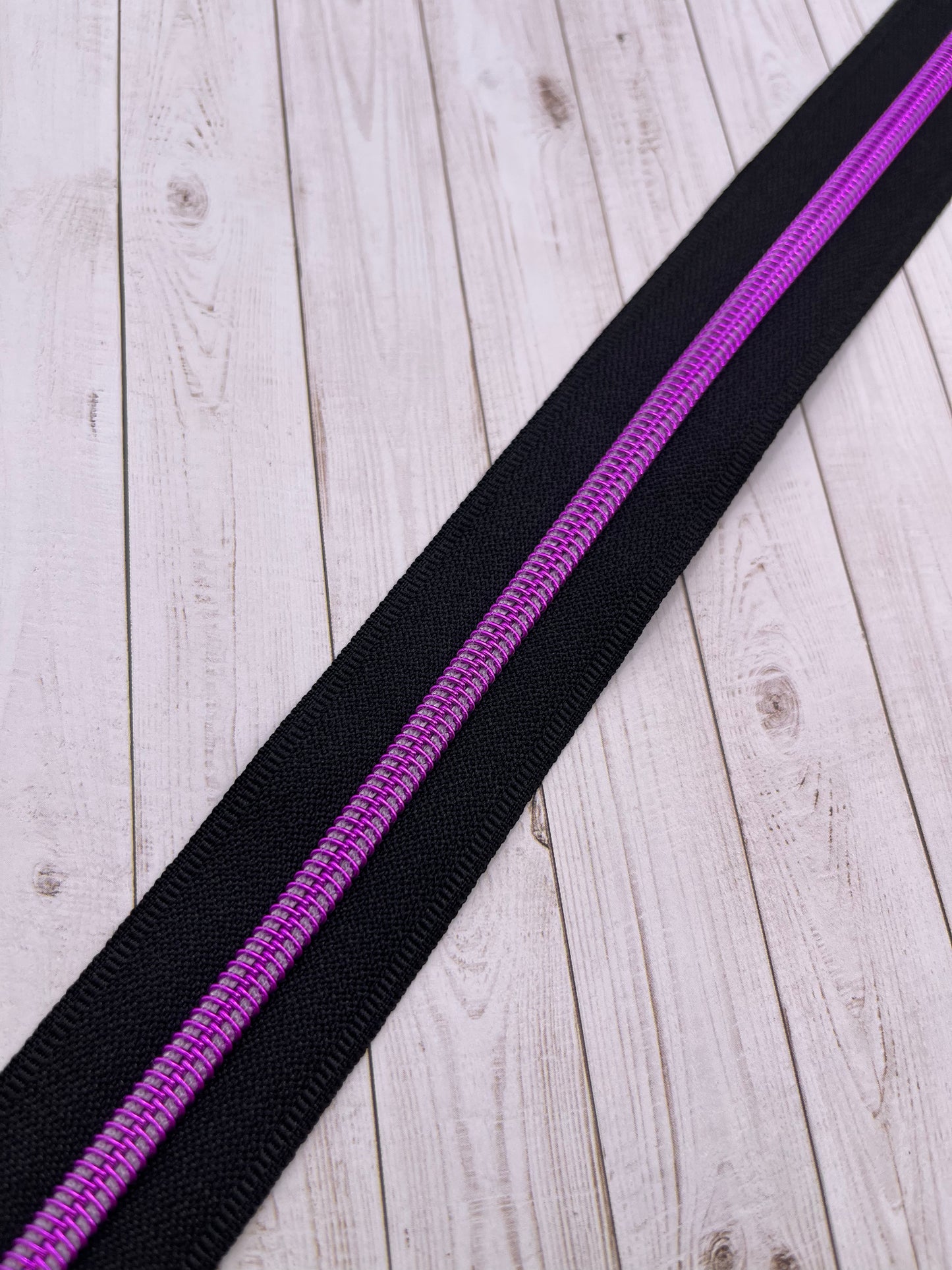 Black - Pink/Purple Zipper Tape # 5 Zipper (1 Meter)