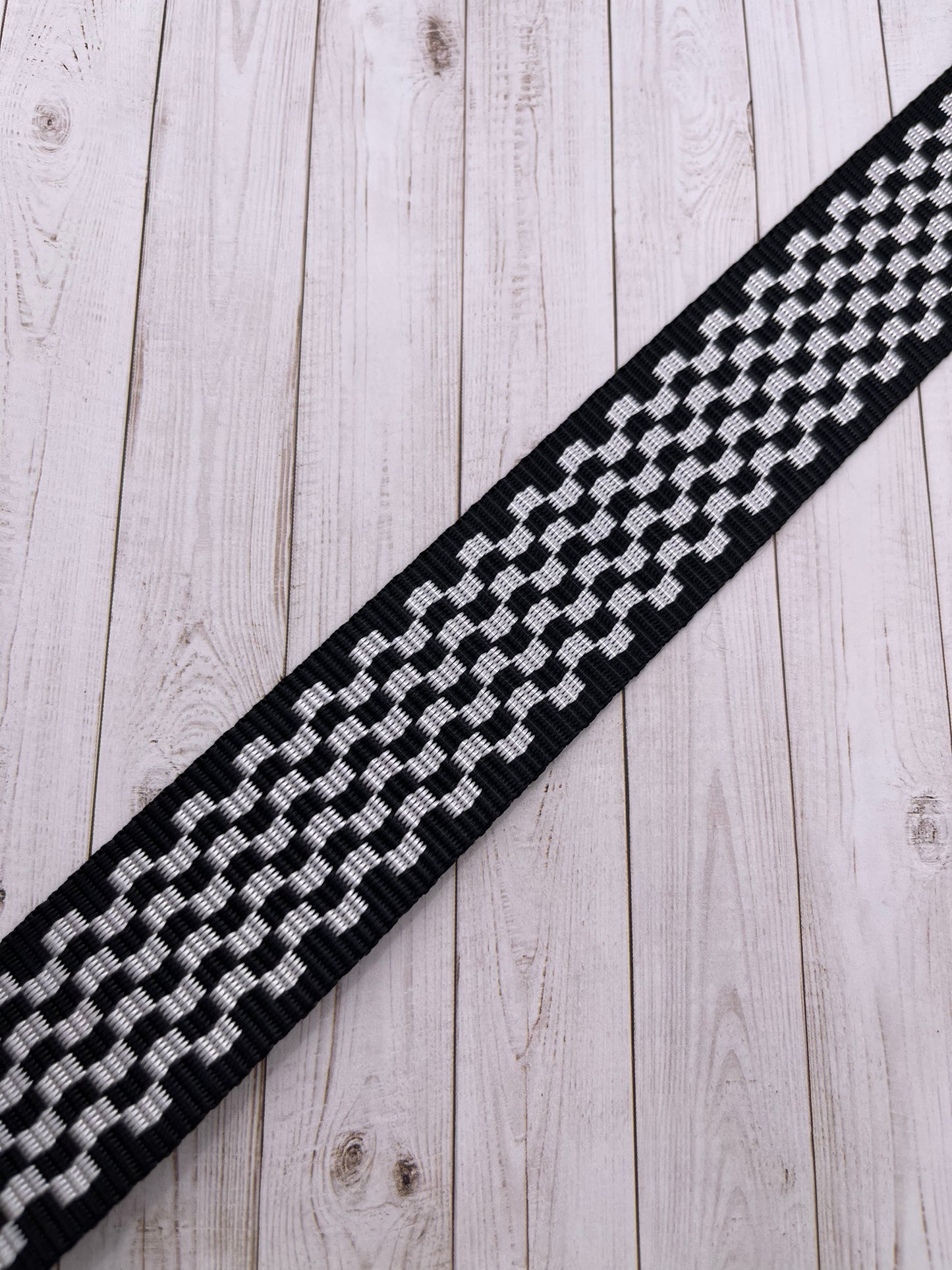 Black and White Checkerboard 1-1.5" Polyester Webbing