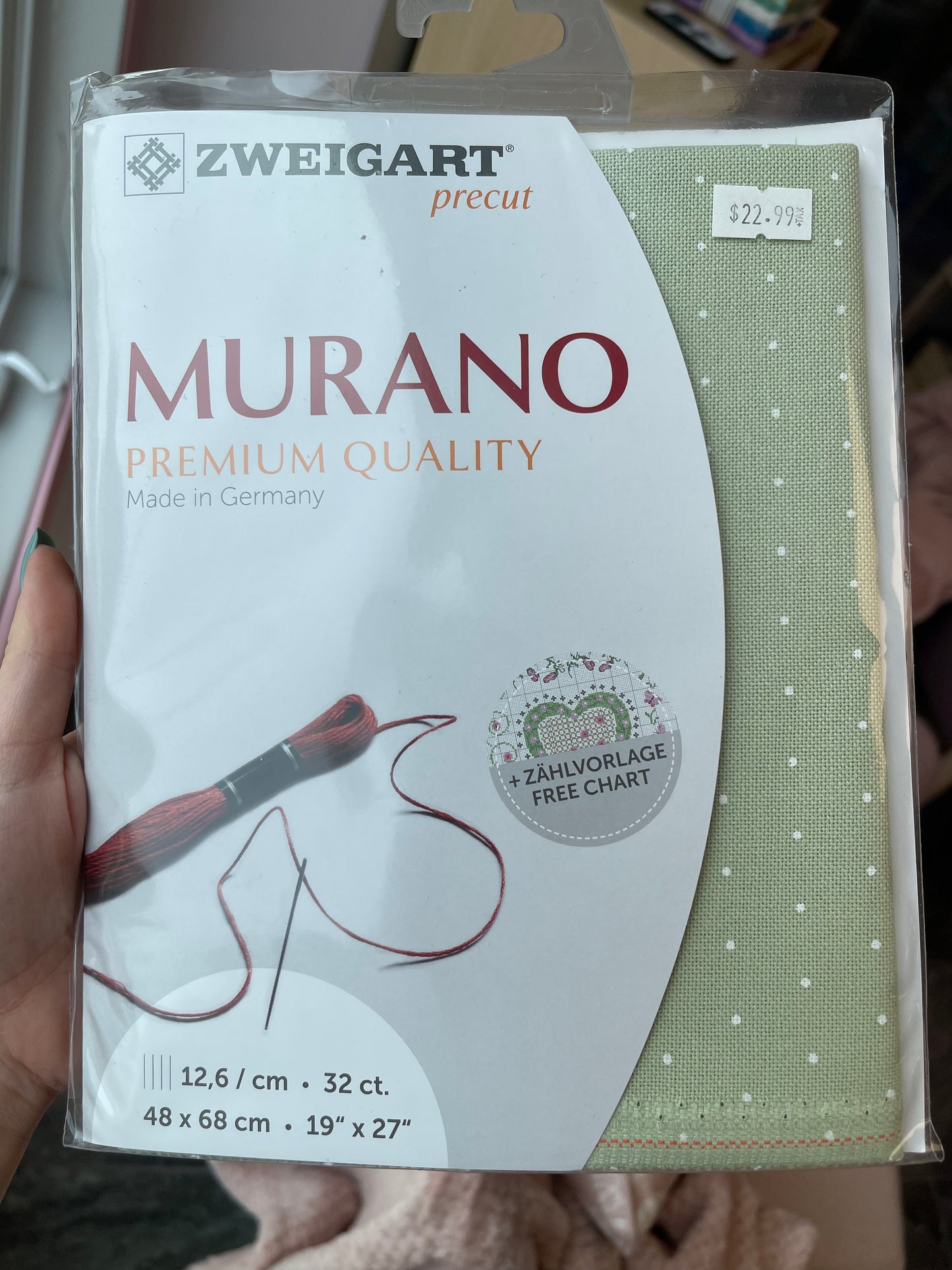 Zweigart Murano 32 ct - 6349 Picot Vert