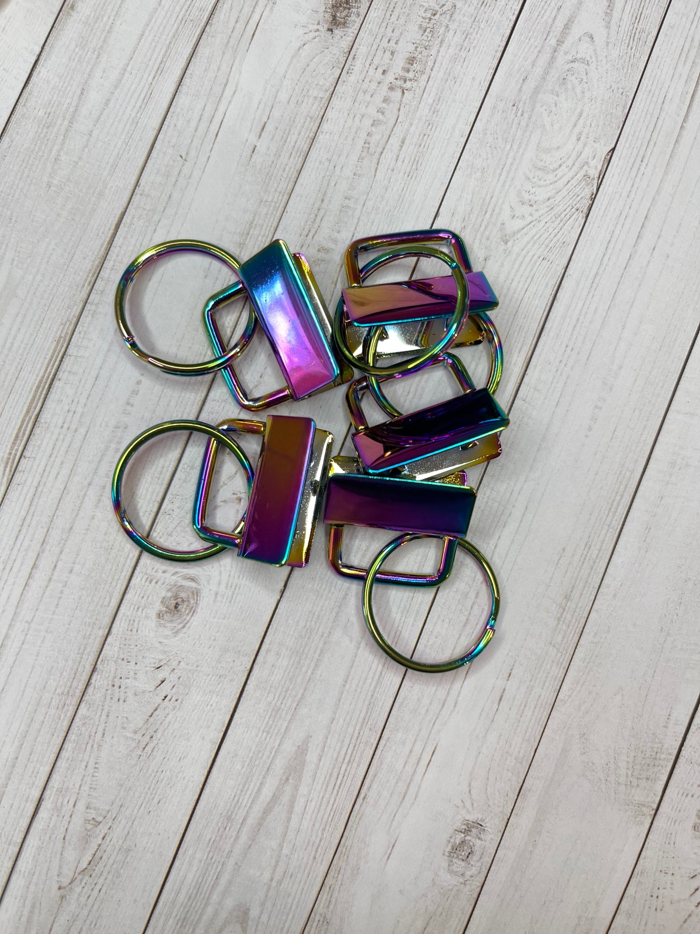 1" Keyfob Hardware - 5 Pieces (Silver - Gold - Rainbow)