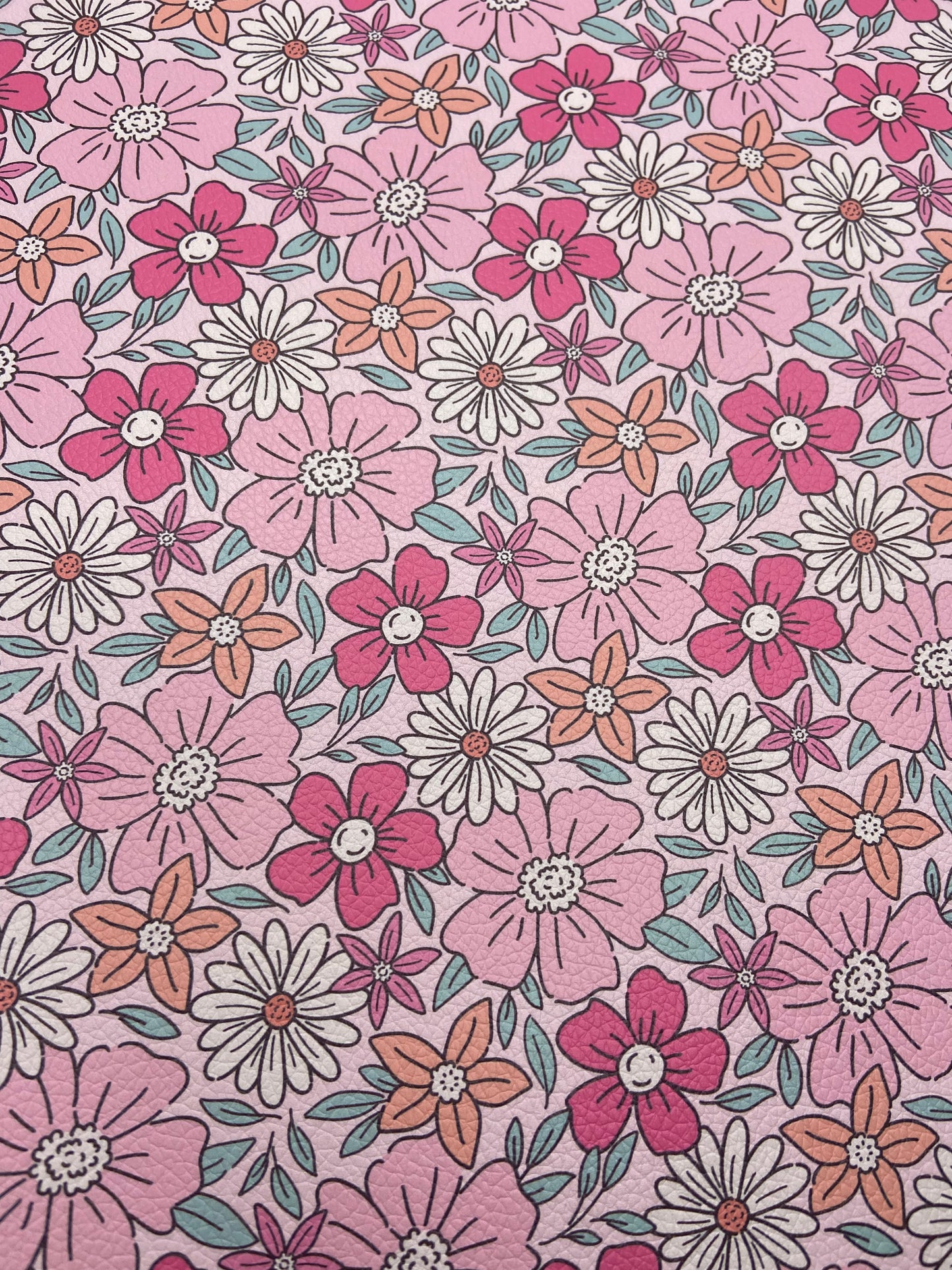 Pink Florals - Printed Lychee Vinyl