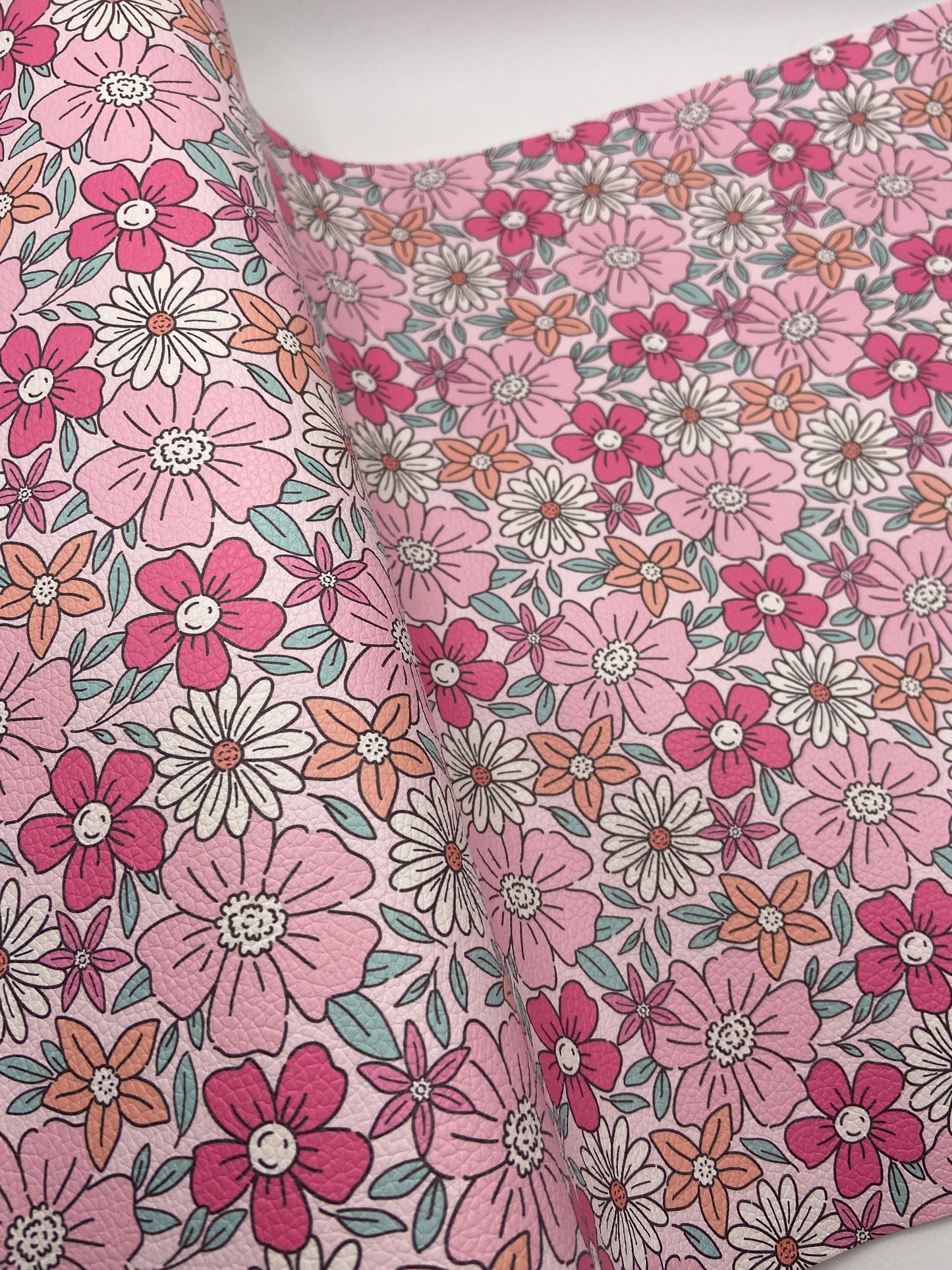 Pink Florals - Printed Lychee Vinyl