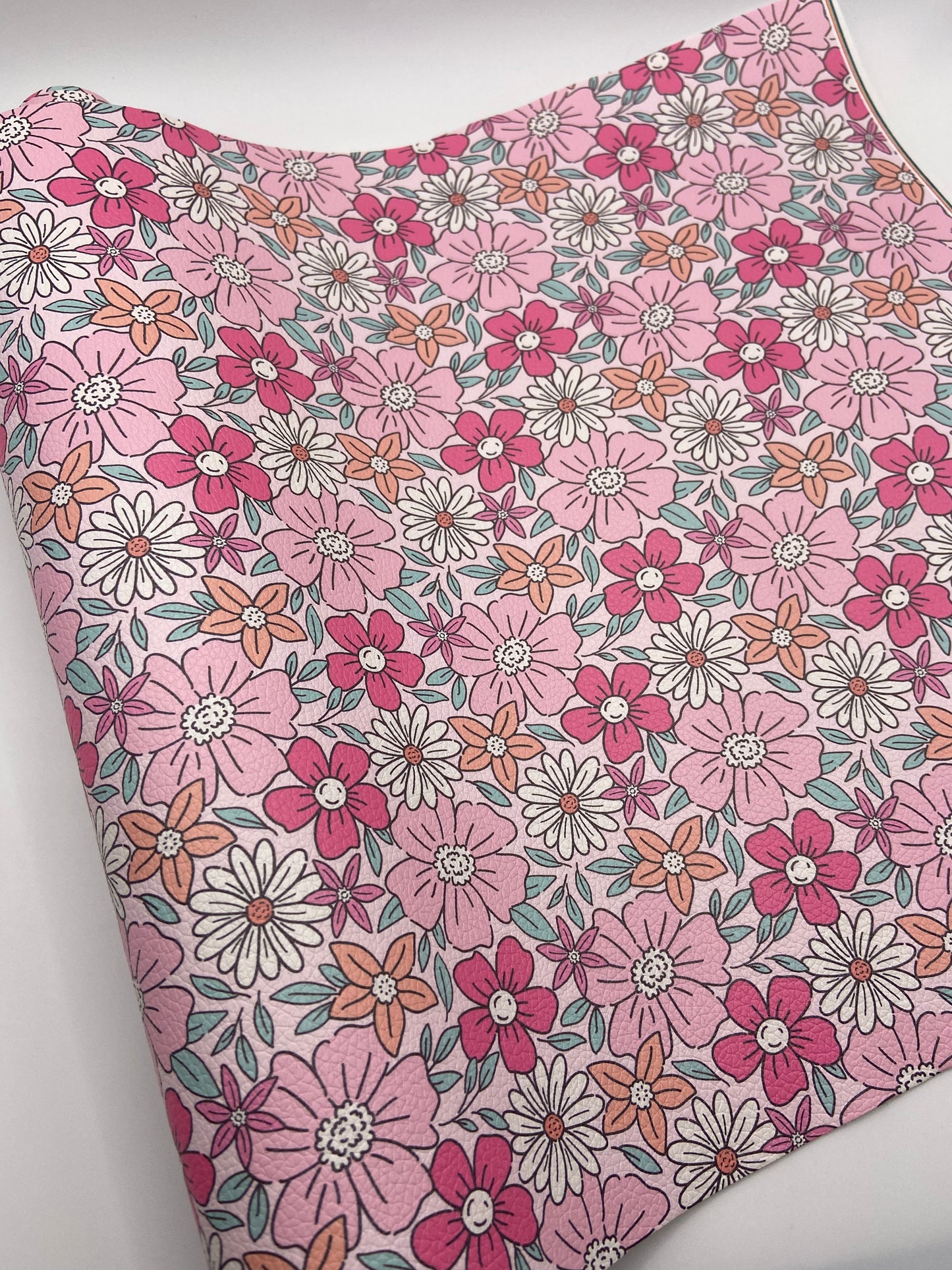 Pink Florals - Printed Lychee Vinyl