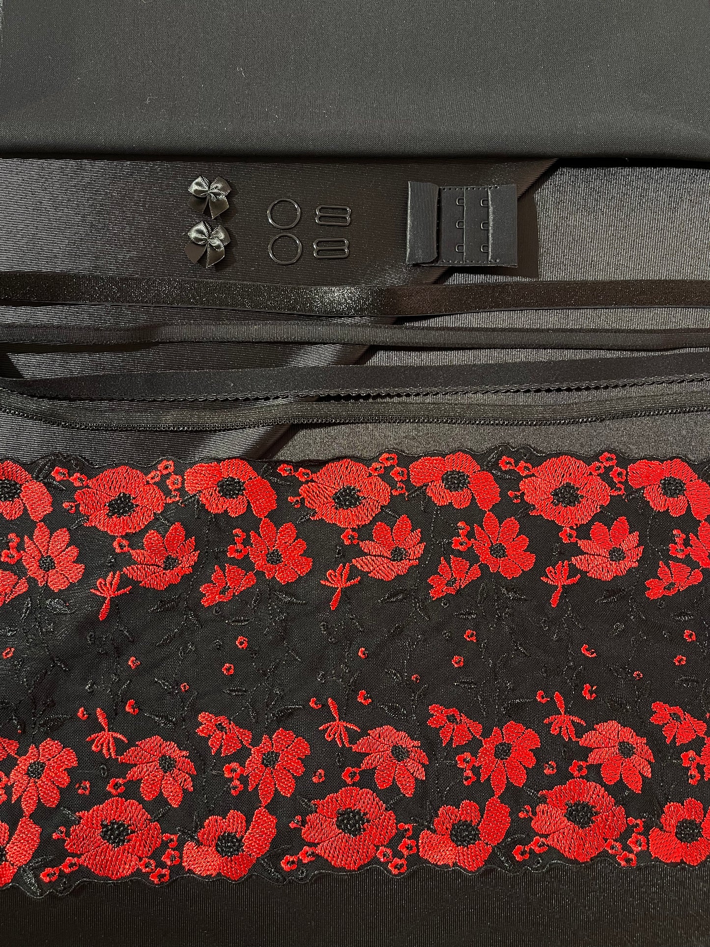Bra Making Kit - Red Poppies