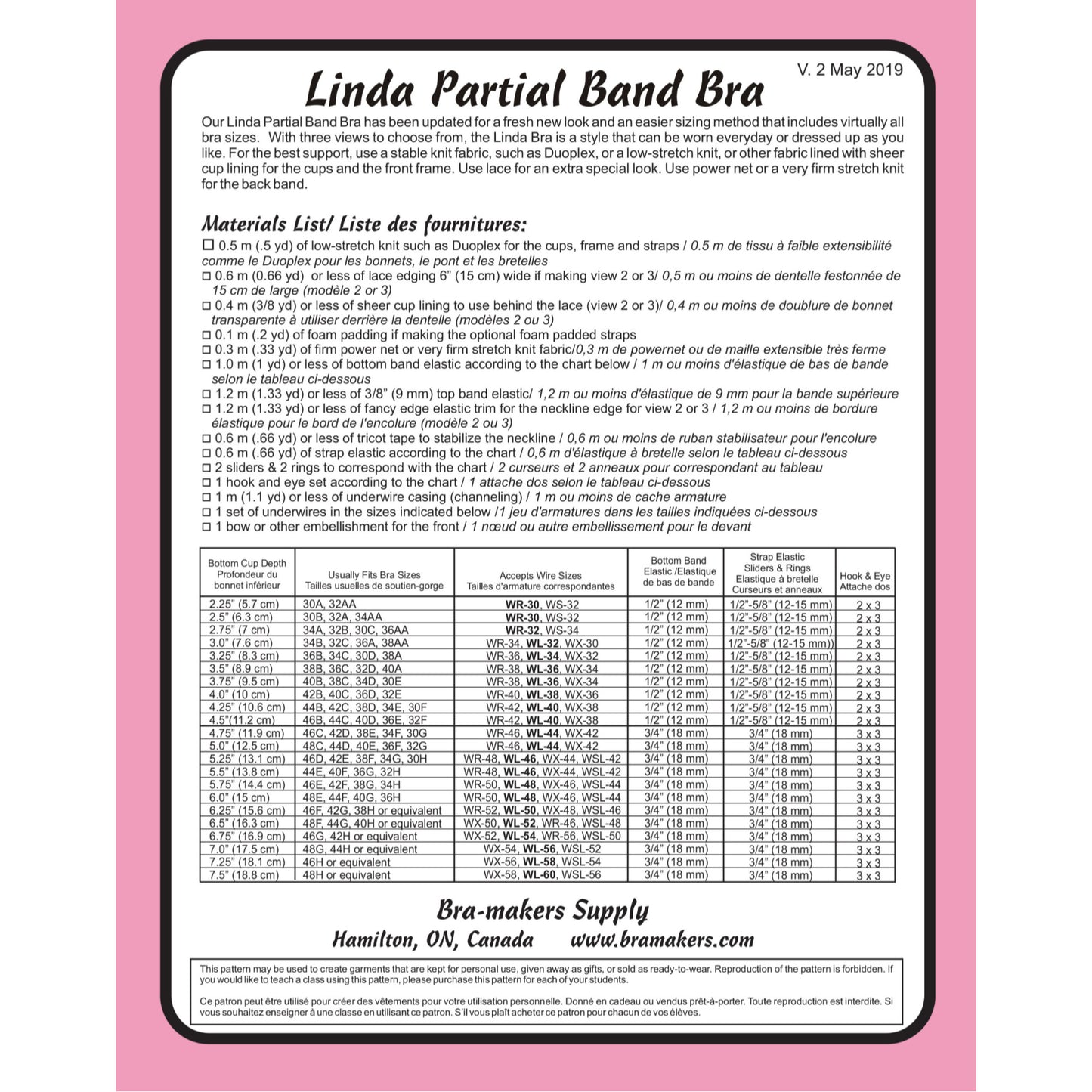 Linda Partial Band Underwired Bra Pattern
