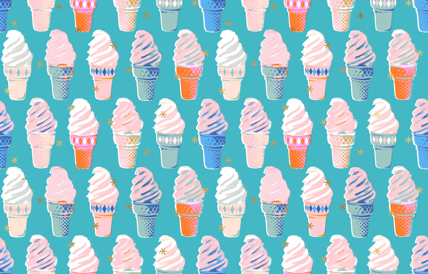 Best Day Ever - Ice Cream Cones Metallic Turquoise - Ruby Star Society