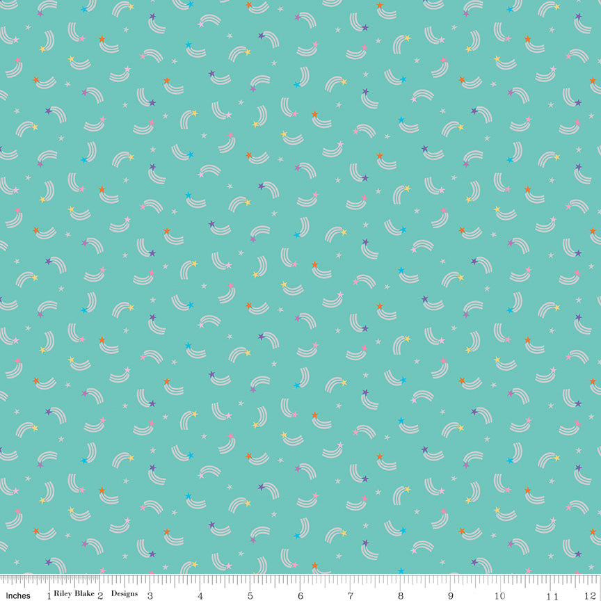 Teal Unicorn Kingdom Shooting Stars - Riley Blake Designs