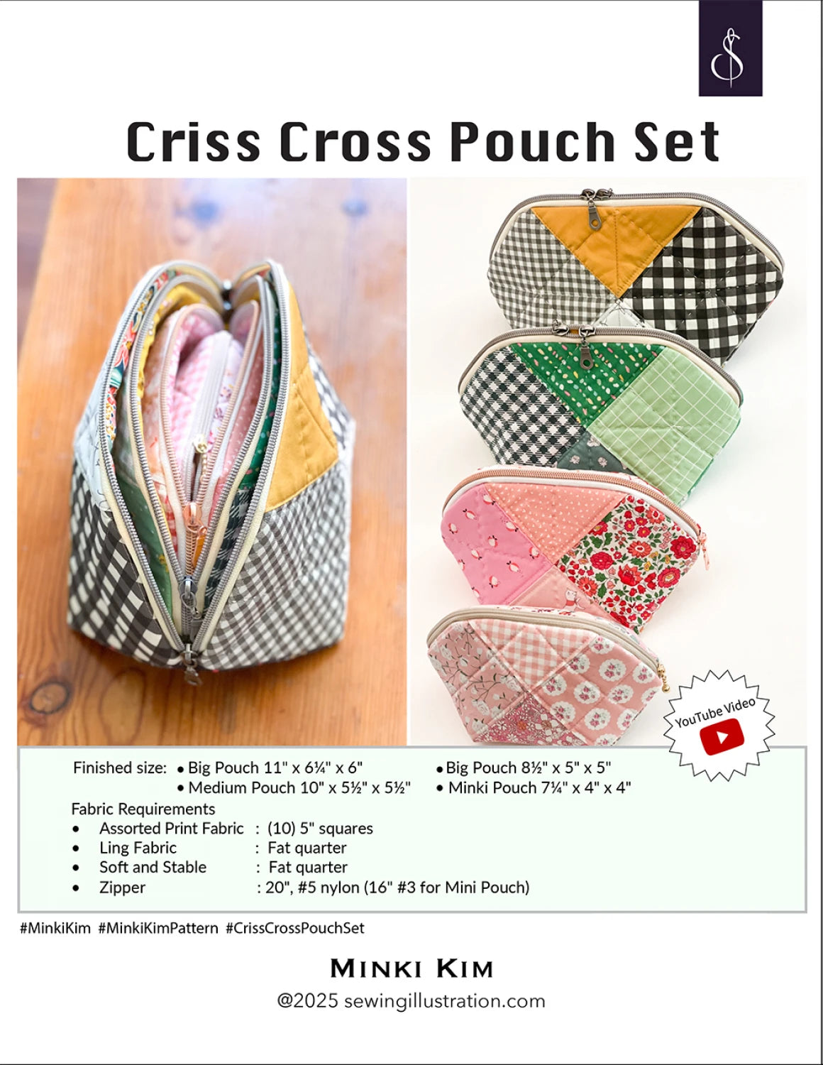 Minki Kim Criss Cross Pouch Set - Printed Pattern English