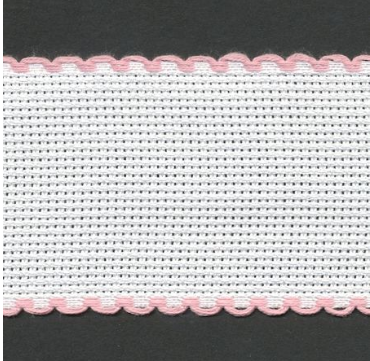 Aida 16ct Strips - White/Pink Border