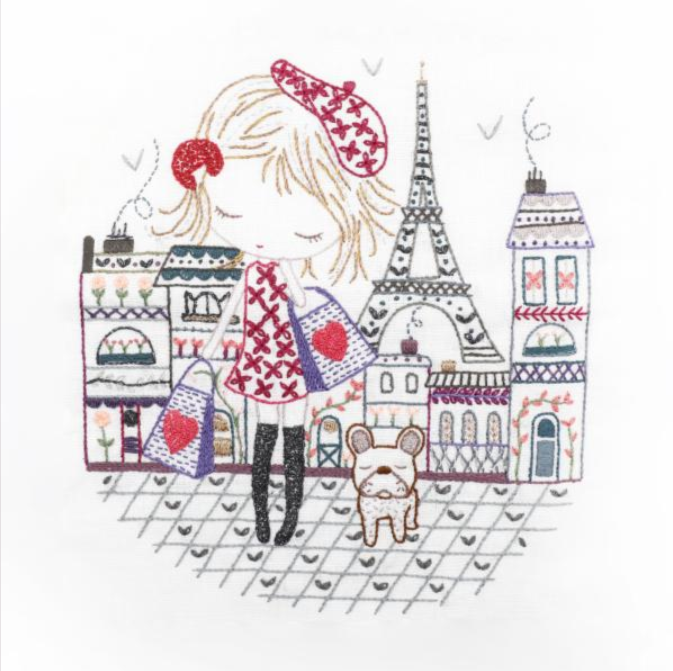 Shopping à Paris - Embroidery kit - Un chat dans l'aiguille