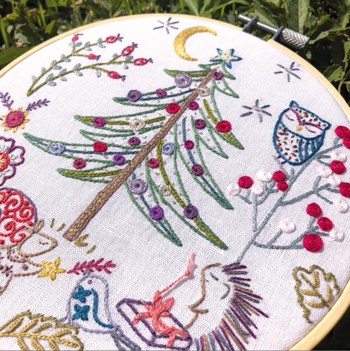 Noël en forêt - Embroidery kit - Un chat dans l'aiguille