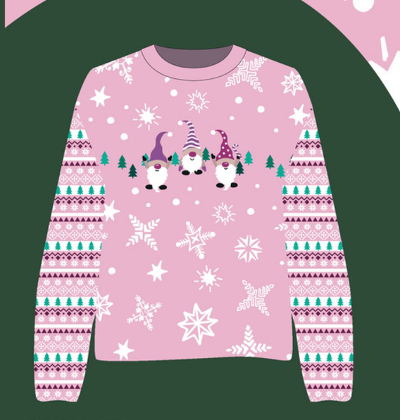 French Terry - Winter Gnomes Pink Panel