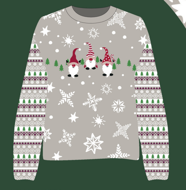 French Terry - Winter Gnomes Beige Panel