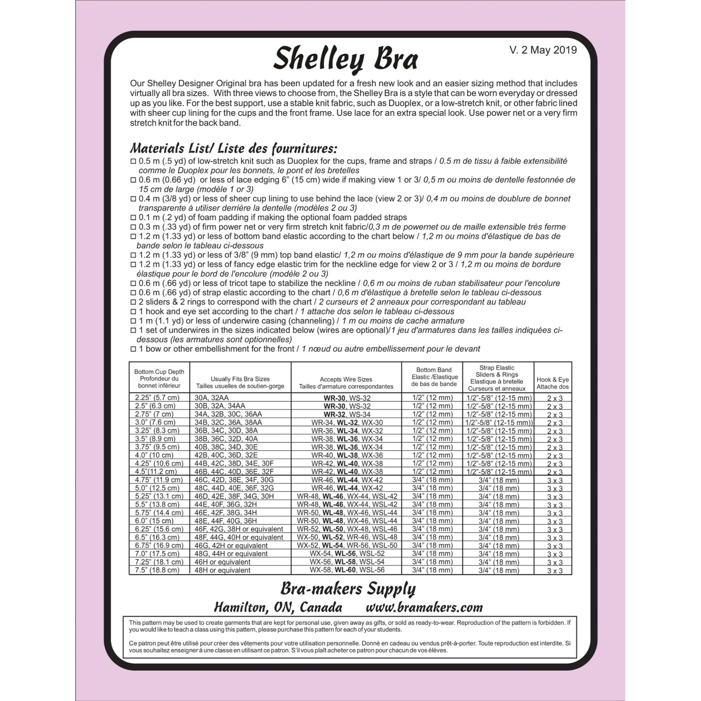 Shelley Full Band Bra Pattern