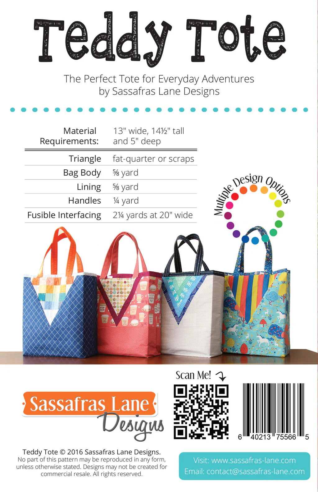 Teddy Tote - Patron Sassafras Lane Designs