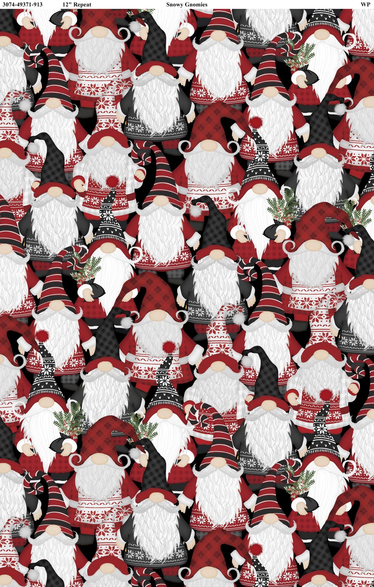 Snowy Gnomies - Gnomes Allover - Wilmington Prints