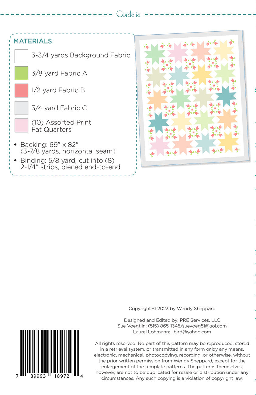 Cordelia - Quilting Pattern - Wendy Sheppard