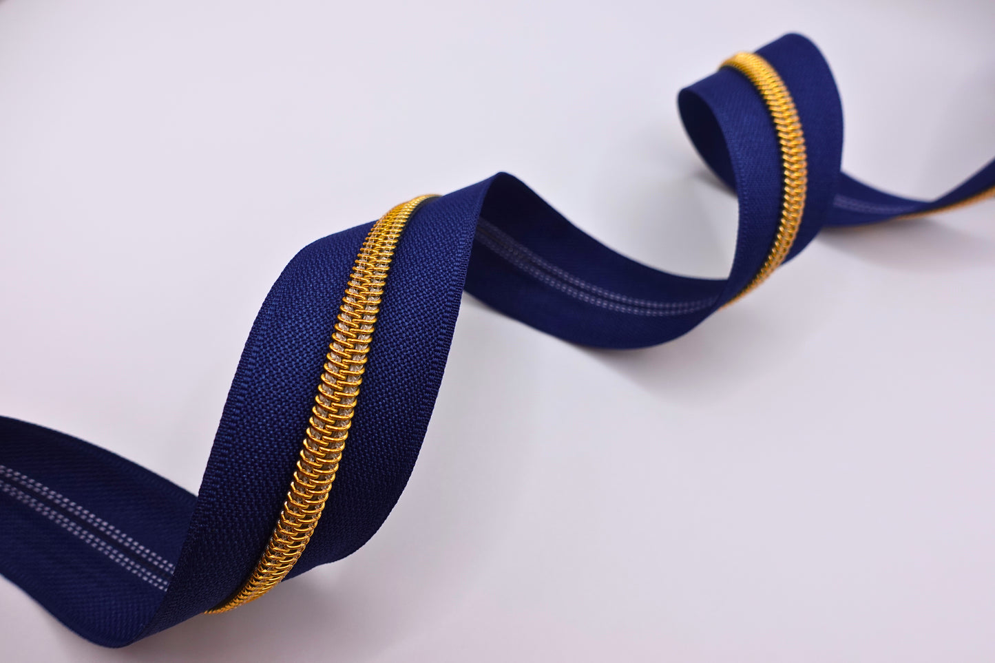 Navy Zipper Tape Gold # 5 Zipper (1 Meter)