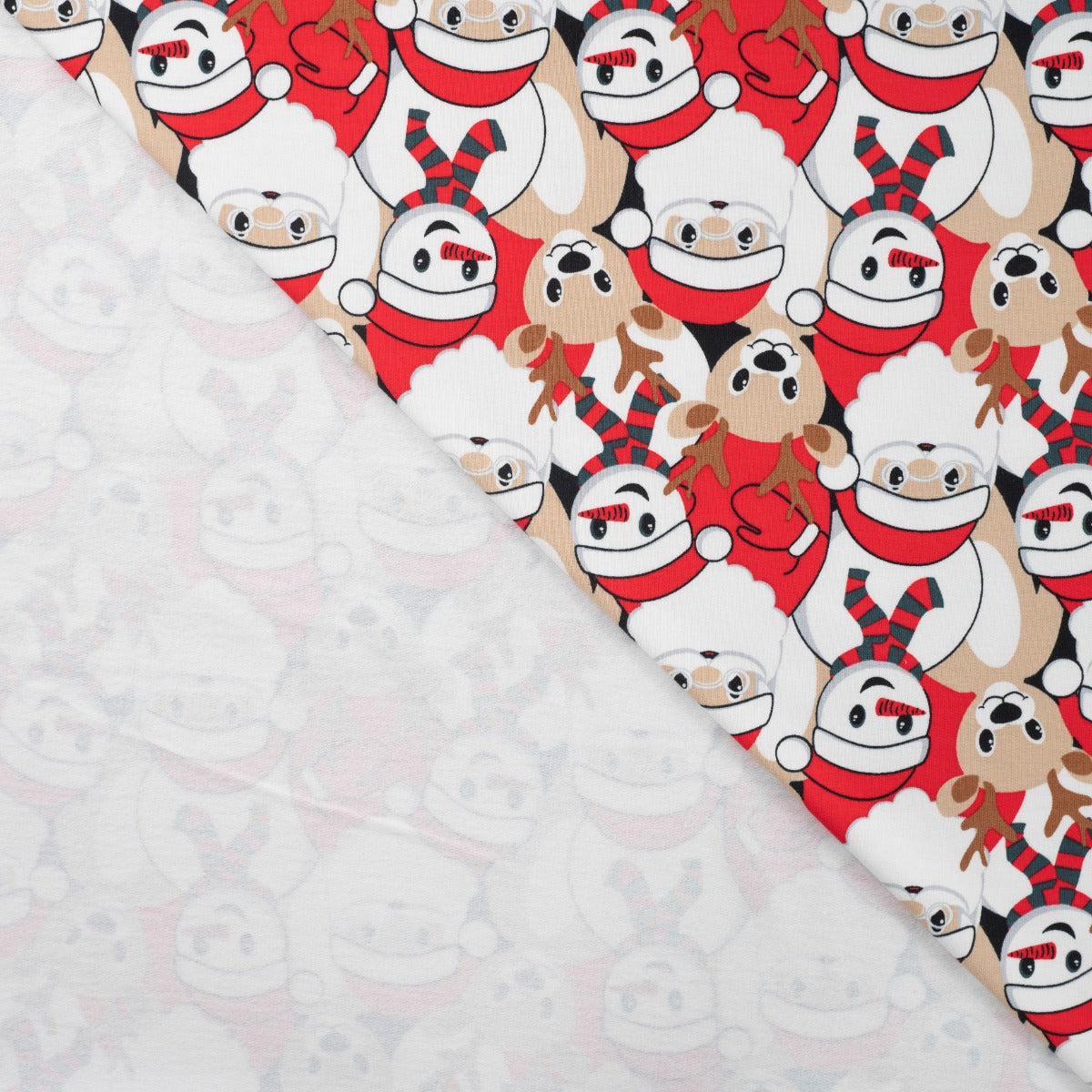 Tissu French Terry brossé imprimé - Père Noël et ses amis