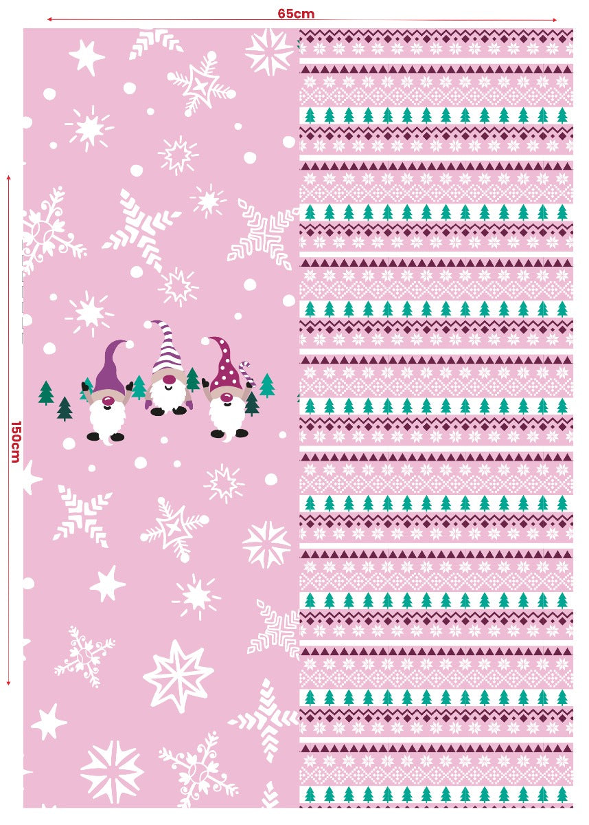 French Terry - Winter Gnomes Pink Panel