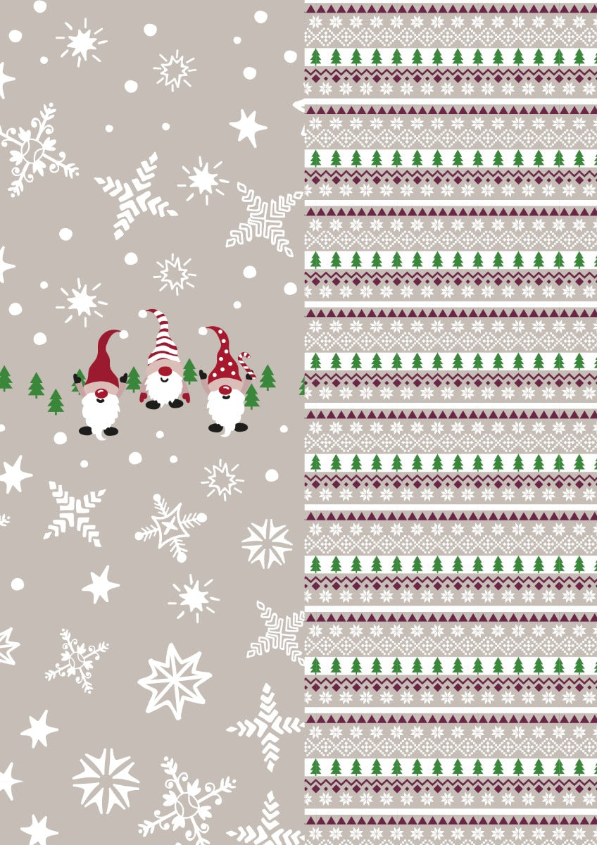 French Terry - Winter Gnomes Beige Panel