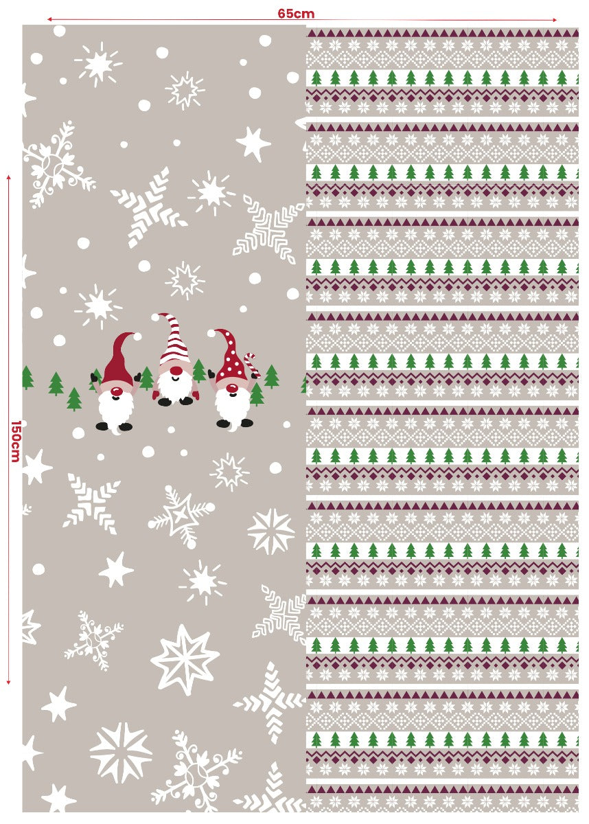 French Terry - Winter Gnomes Beige Panel