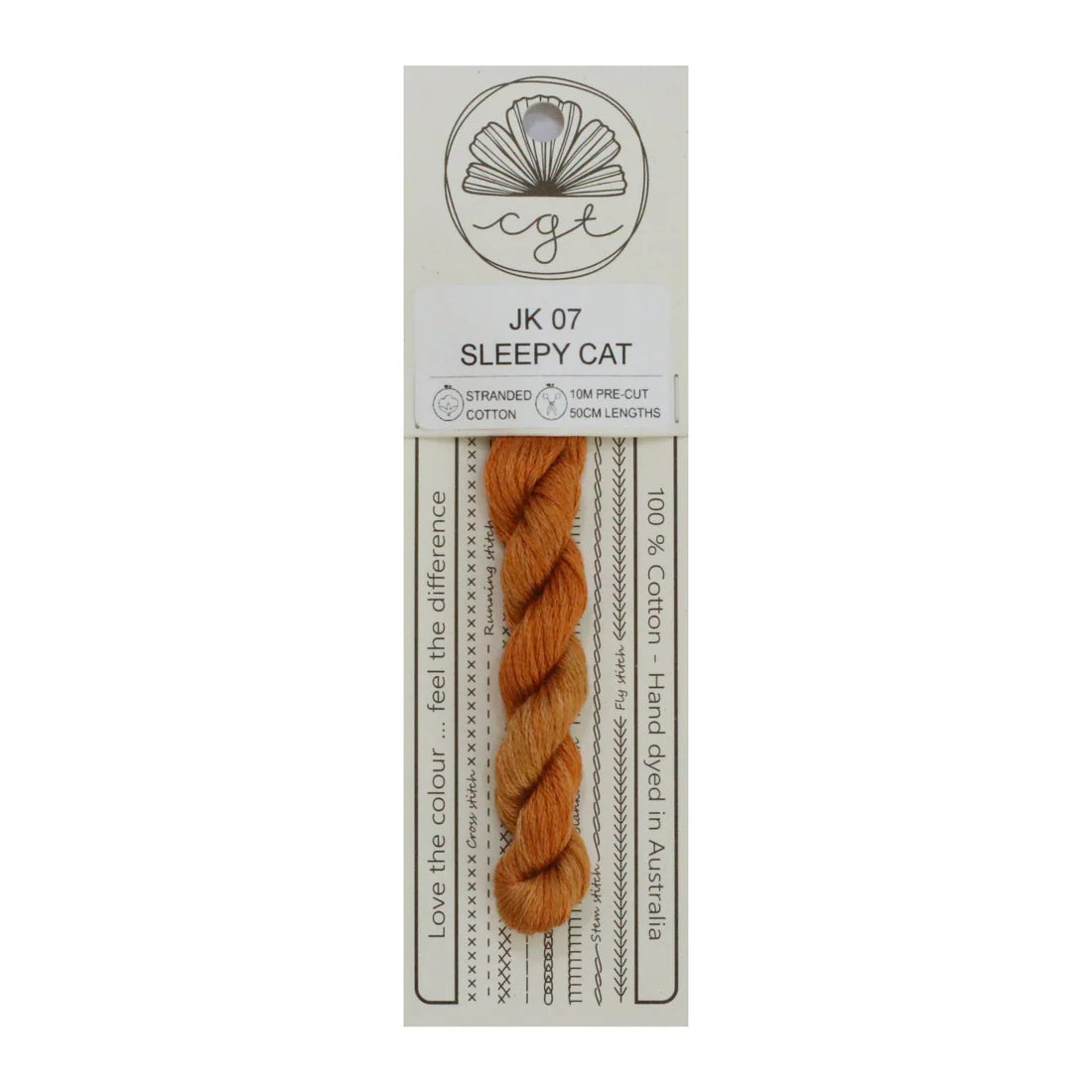 JK07 Sleepy Cat - Pre-cut floss - Cottage Garden Threads