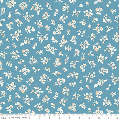 Denim Florals - Tumbling Blooms B - Liberty Fabric Cotton