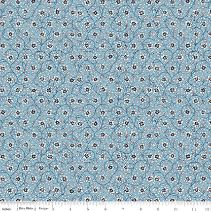 Denim Florals - Lily Trail B - Liberty Fabric Cotton